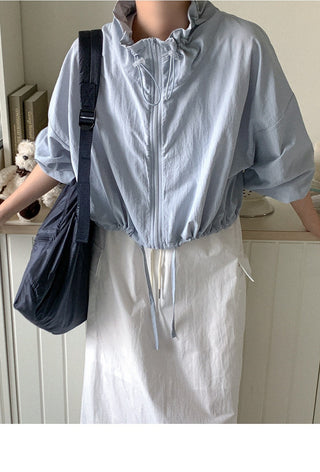 Lace-up short suncoat jacket
