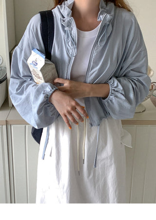 Lace-up short suncoat jacket
