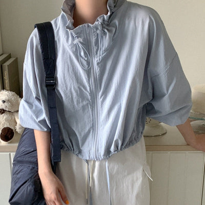 Lace-up short suncoat jacket