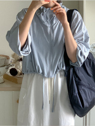 Lace-up short suncoat jacket