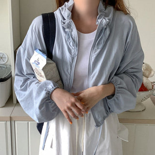 Lace-up short suncoat jacket