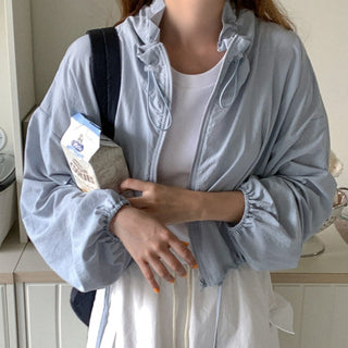 Lace-up short suncoat jacket