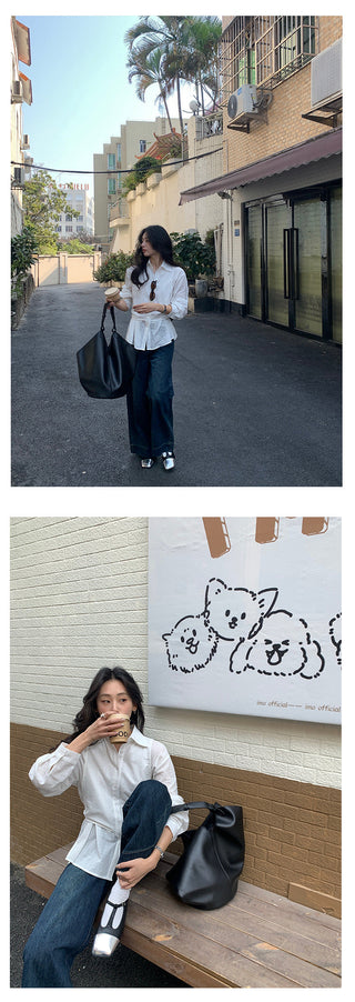 Belted wide-leg jeans