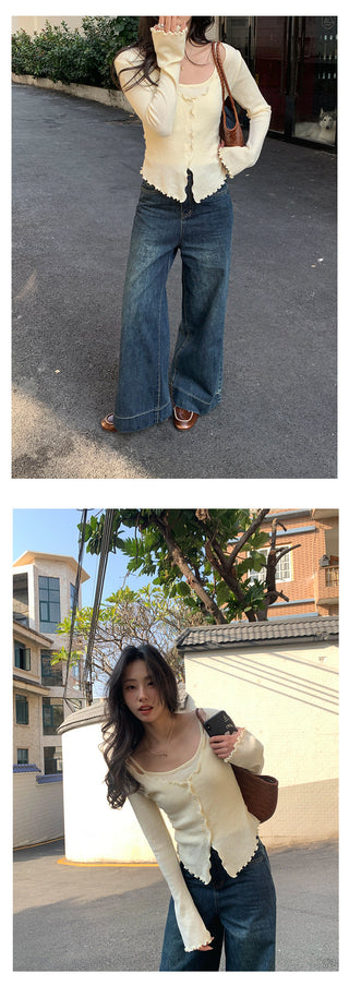 Belted wide-leg jeans