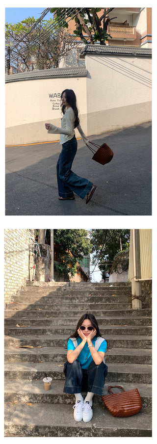 Belted wide-leg jeans