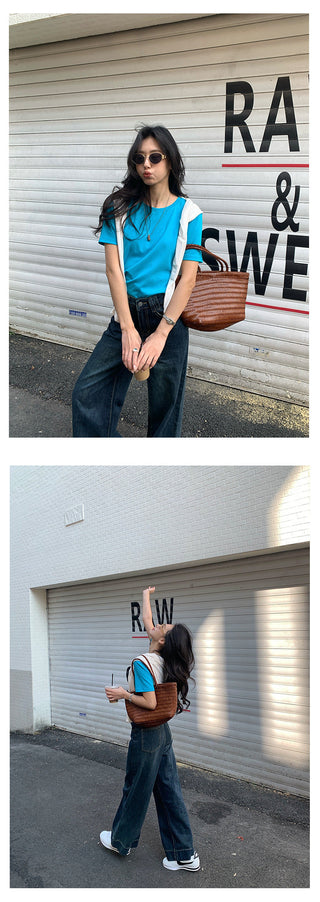 Belted wide-leg jeans