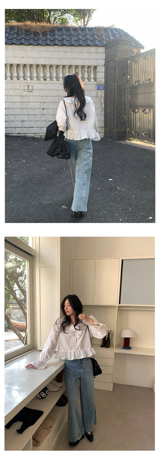 Belted wide-leg jeans