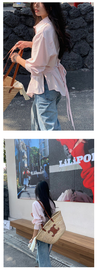 Belted wide-leg jeans