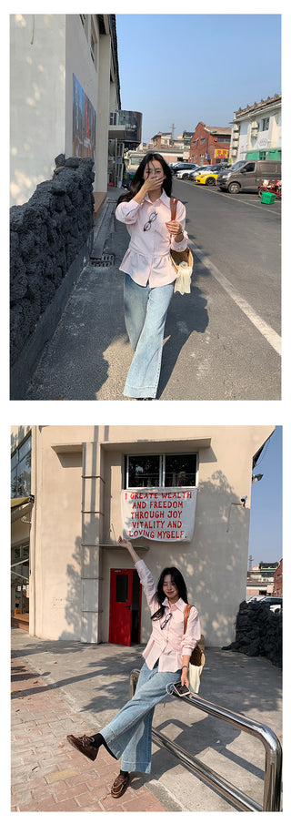 Belted wide-leg jeans