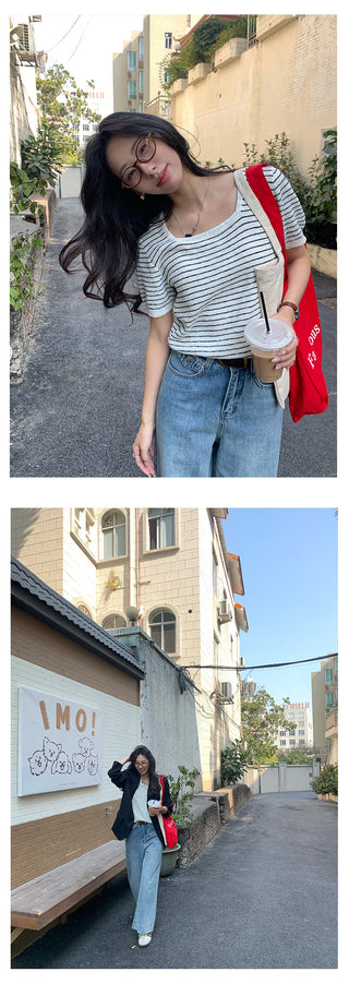 Belted wide-leg jeans