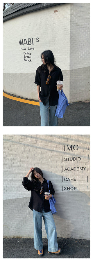 Belted wide-leg jeans