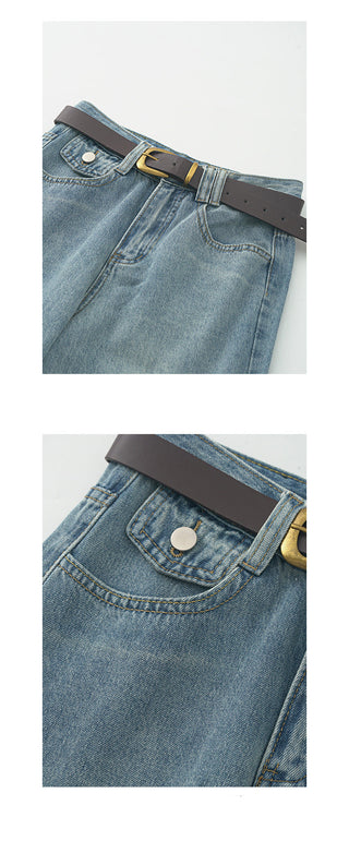 Belted wide-leg jeans