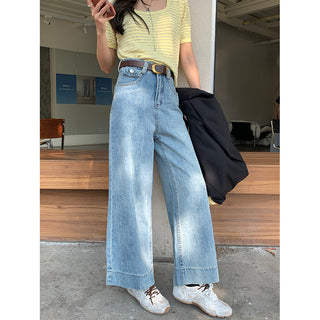 Belted wide-leg jeans