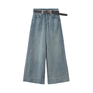 Belted wide-leg jeans