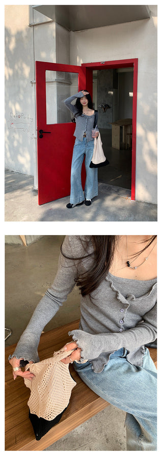 Belted wide-leg jeans