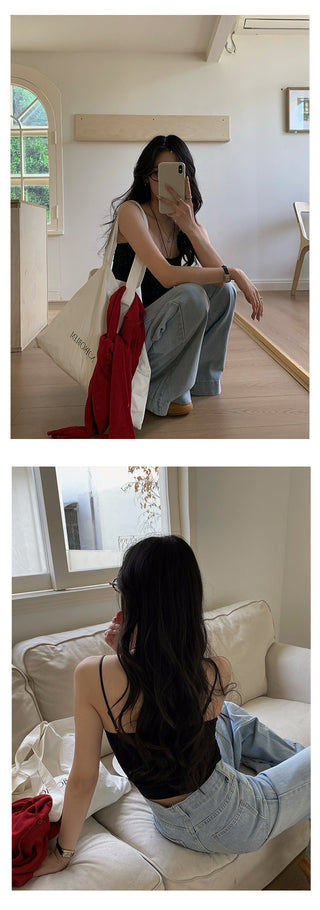 Washed straight jeans