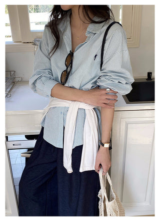 Striped embroidered shirt