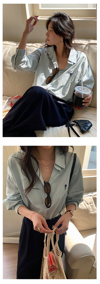 Striped embroidered shirt