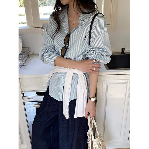 Striped embroidered shirt