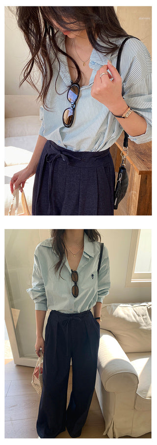 Striped embroidered shirt