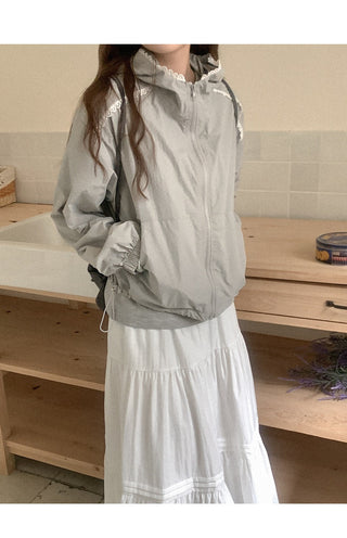 Lace hooded cardigan