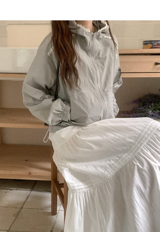 Lace hooded cardigan