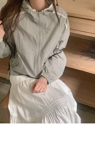 Lace hooded cardigan