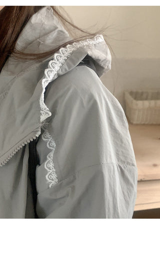 Lace hooded cardigan