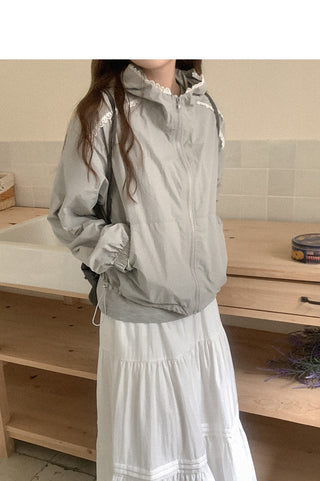 Lace hooded cardigan