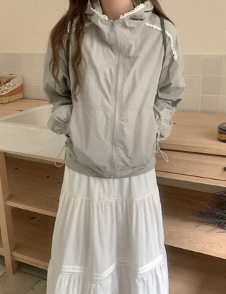 Lace hooded cardigan