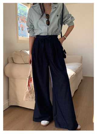 Lace-up wide-leg pants