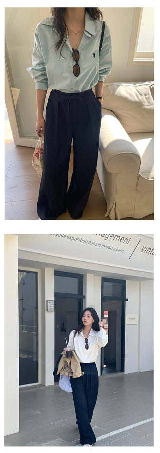 Lace-up wide-leg pants