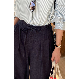 Lace-up wide-leg pants