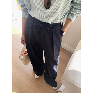 Lace-up wide-leg pants
