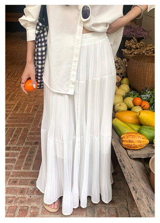 Silk pleated skirt