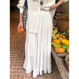 Silk pleated skirt