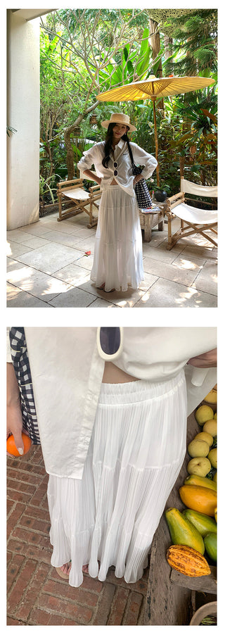 Silk pleated skirt