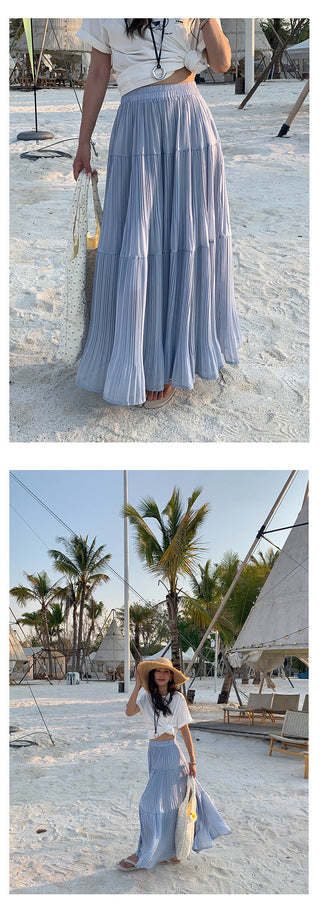 Silk pleated skirt