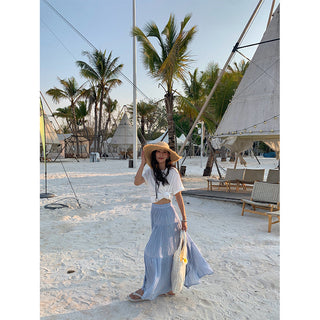 Silk pleated skirt