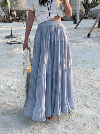 Silk pleated skirt
