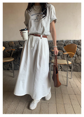 Belted A-line skirt