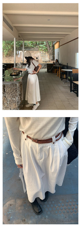 Belted A-line skirt