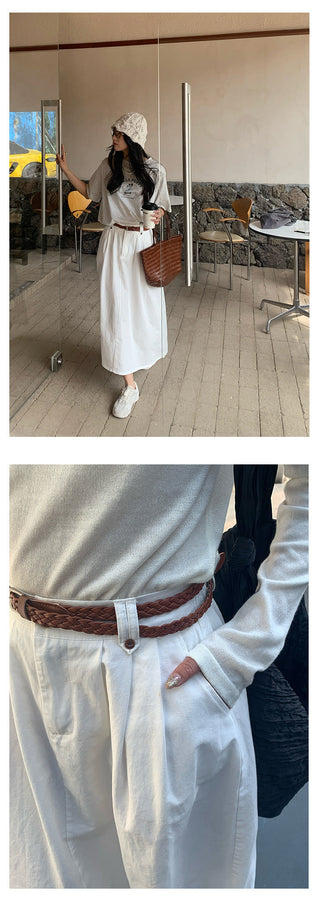 Belted A-line skirt