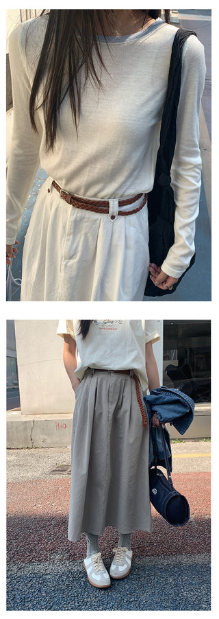 Belted A-line skirt