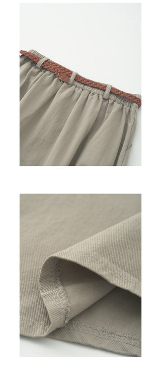 Belted A-line skirt