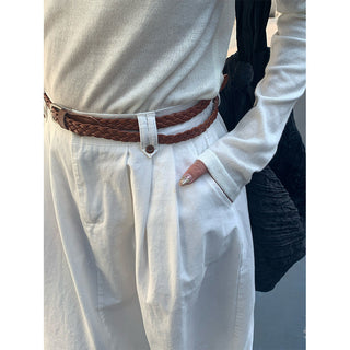 Belted A-line skirt