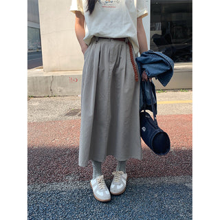 Belted A-line skirt