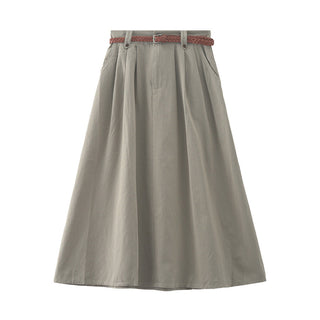 Belted A-line skirt
