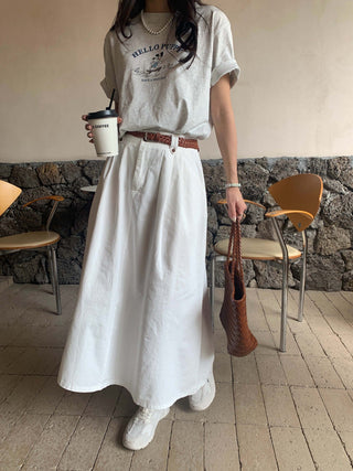 Belted A-line skirt