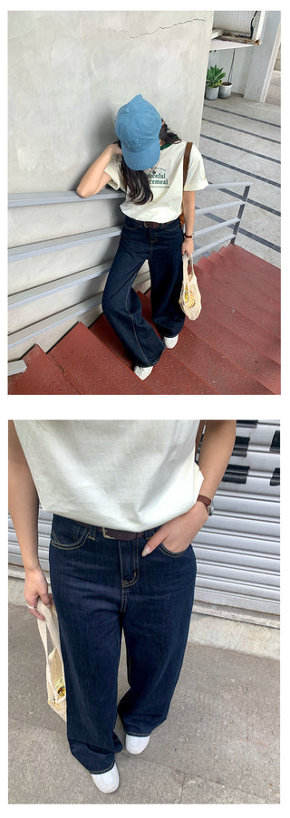 Wide-leg mop jeans